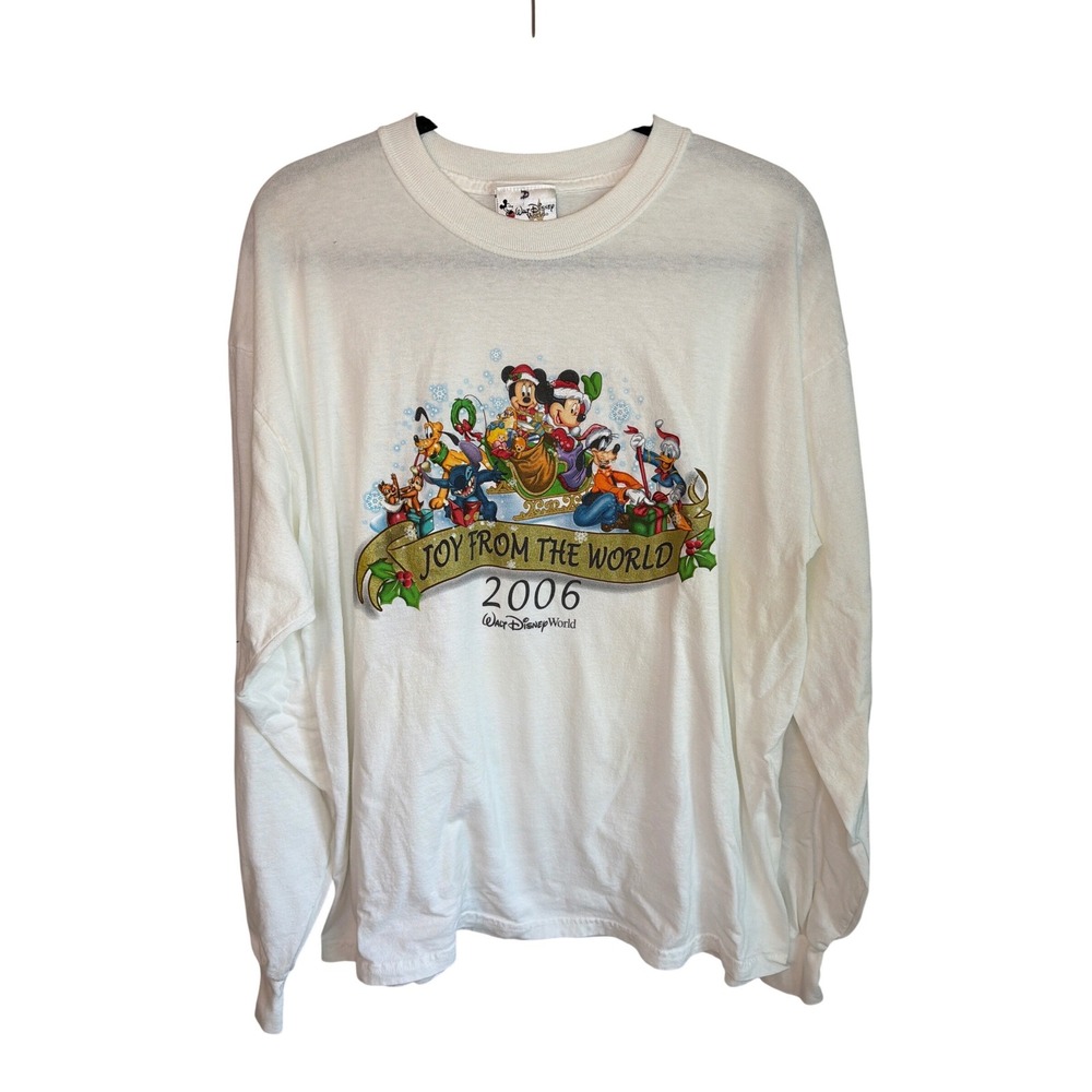 Vintage Disney 2006 Joy From The World Christmas Mickey & Friends Long Sleeve T